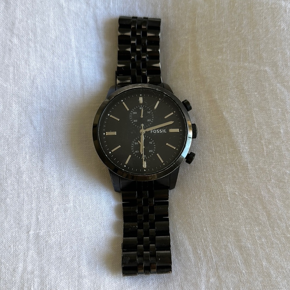 FOSSIL Minimalist Chronograph Black Stainless Steel Watch